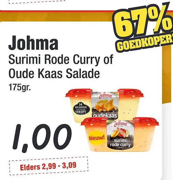 Aanbieding: Surimi Rode Curry of Oude Kaas Salade