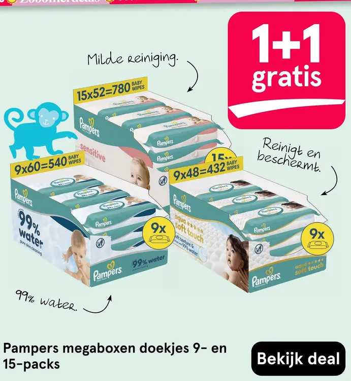 Aanbieding: Pampers megaboxen doekjes