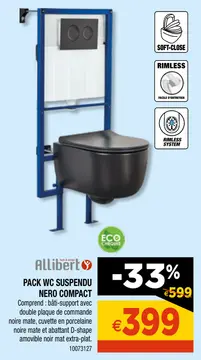 Offre: PACK WC SUSPENDU NERO COMPACT