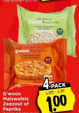 Aanbieding: Maïswafels Zeezout of Paprika