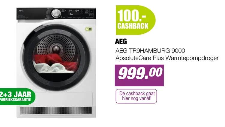 Aanbieding: AEG TR9HAMBURG 9000 AbsoluteCare Plus Warmtepompdroger