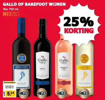 Aanbieding: Gallo of Barefoot wijnen