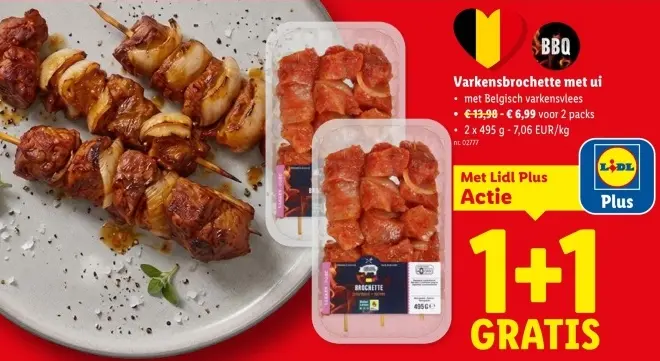 Promotie: Varkensbrochette met ui