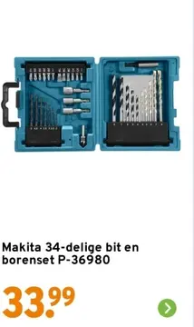 Aanbieding: Makita 34-delige bit en borenset P-36980