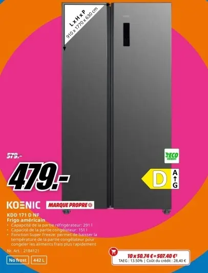 Offre: KDD 171 D NF Frigo américain