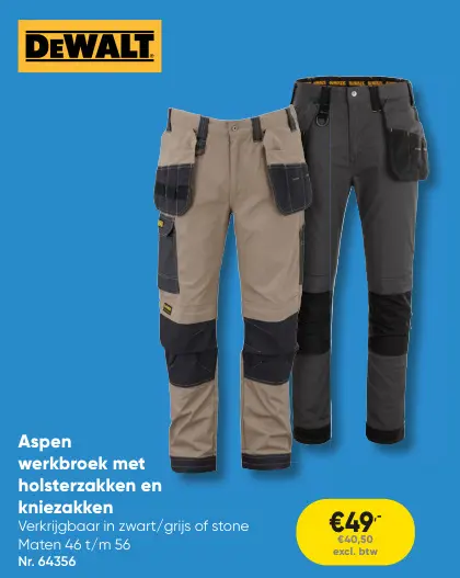 Promotie: Aspen werkbroek met holsterzakken en kniezakken