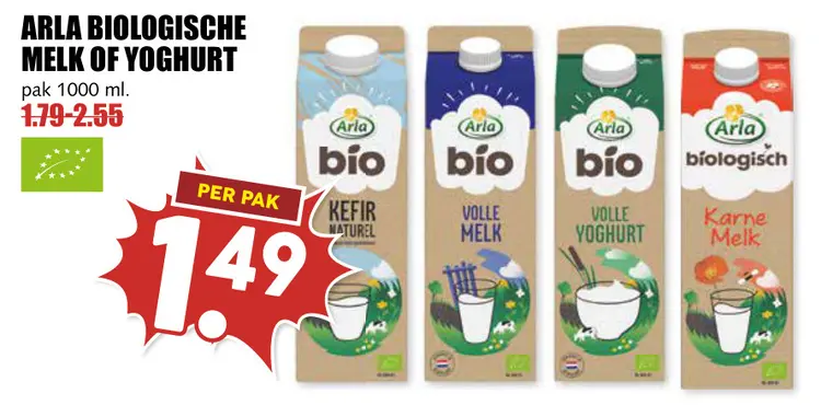 Aanbieding: Biologische melk of yoghurt