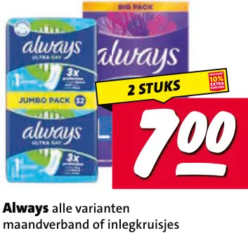 Aanbieding: Alle varianten maandverband of inlegkruisjes