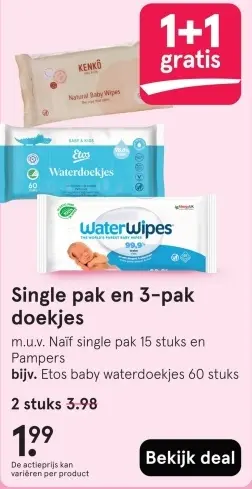 Aanbieding: Single pak en 3-pak doekjes