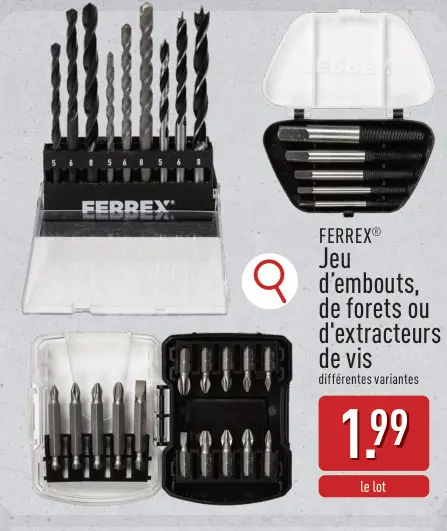 Offre: Jeu d'embouts, de forets ou d'extracteurs de vis