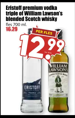 Aanbieding: premium vodka triple of William Lawson's blen