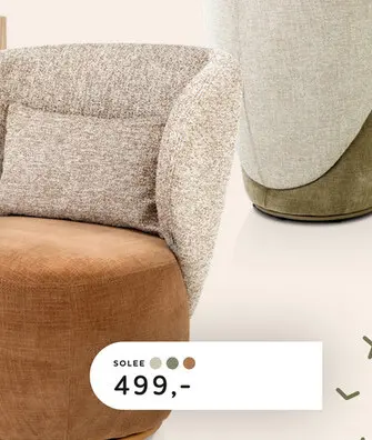 Offre: Solee, fauteuil - pivotante - coussin lombaire inclus - combinaison tissu Luton & Cadiz - cuivre