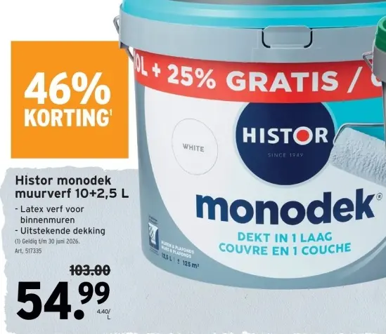 Promotie: Histor monodek muurverf