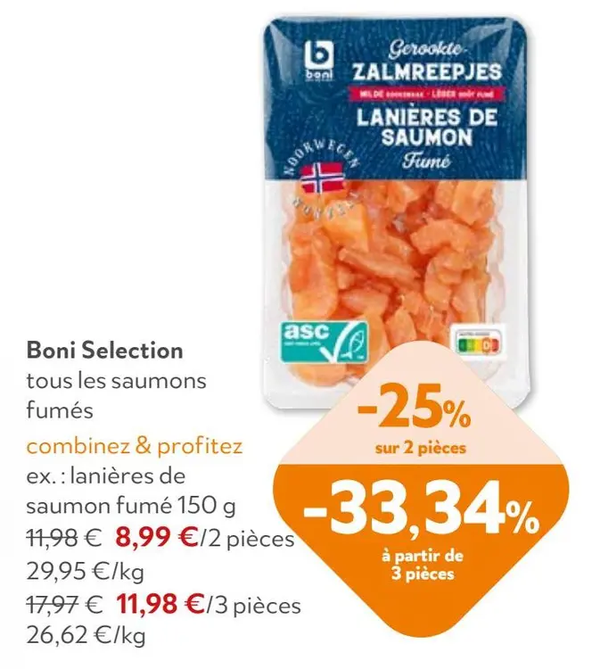 Offre: Lanières de saumon fumé