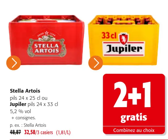 Offre: Stella Artois ou Jupiler