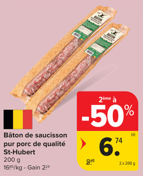 Offre: Bâton de saucisson pur porc de qualité St-Hub