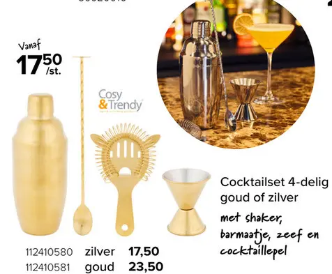 Promotie: Cocktailset 4-delig goud of zilver
