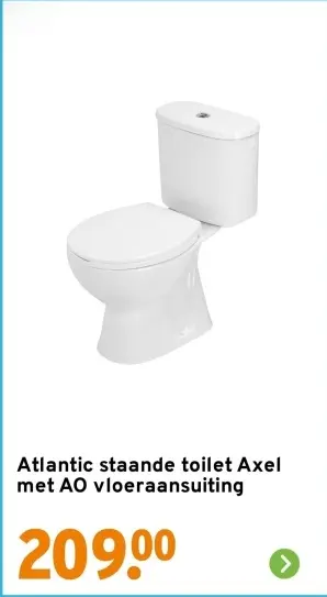 Aanbieding: Atlantic staande toilet Axel met AO vloeraansluiting