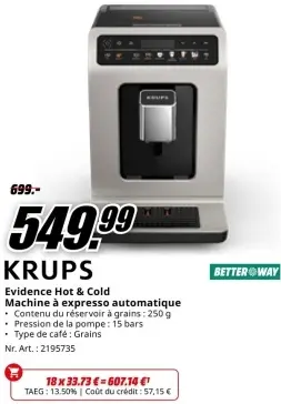 Offre: Evidence Hot & Cold Machine à expresso automa