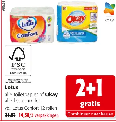 Promotie: Lotus toiletpapier of Okay alle keukenrollen
