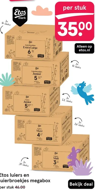 Aanbieding: Etos luiers en luierbroekjes megabox