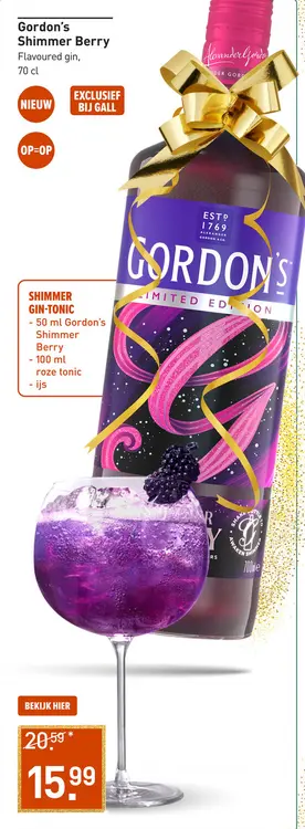 Aanbieding: Gordon's Shimmer Berry 70CL