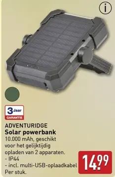 Aanbieding: ADVENTURIDGE Solar powerbank