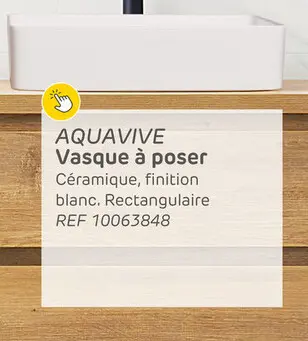 Offre: Vasque à poser aquavive mincio i en céramique i finition blanc i rectangulaire