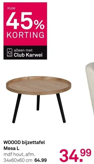 Aanbieding: Bijzettafel Mesa L