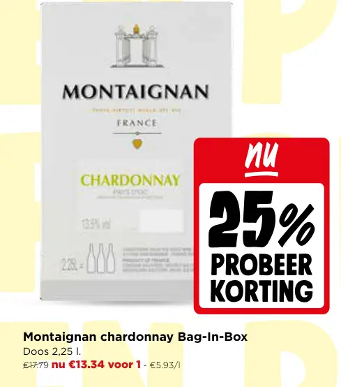 Promotie: Montaignan chardonnay Bag-In-Box