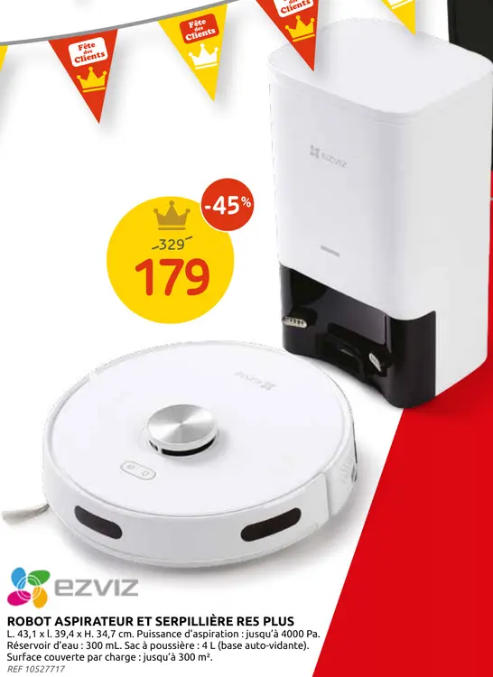 Promotie: EZVIZ Robot aspirateur et serpillière RE5 Plus
