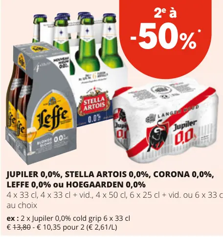 Offre: JUPILER 0,0%, STELLA ARTOIS 0,0%, CORONA 0,0%
