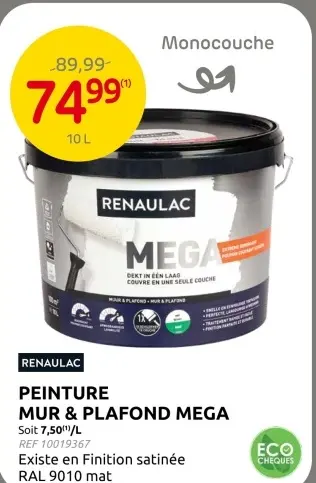 Offre: Peinture mur & plafond mega