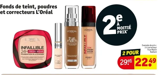 Offre: Fonds de teint, poudres et correcteurs