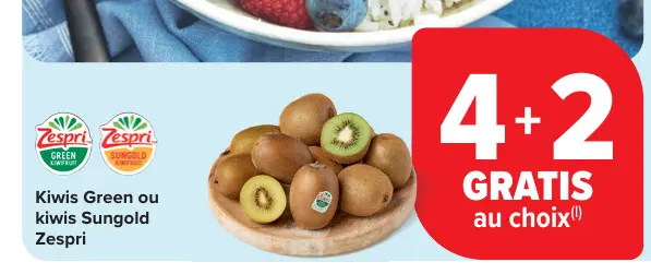 Offre: Kiwi Green ou Kiwis Sungold Zespri
