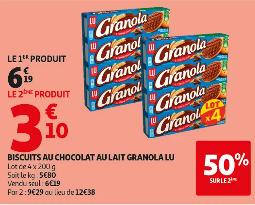 Promotie: Biscuits au chocolat au lait Granola