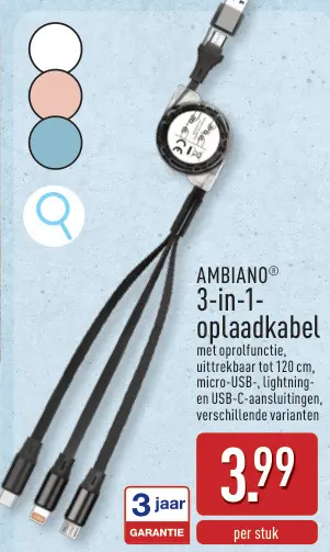 Promotie: 3-in-1-oplaadkabel