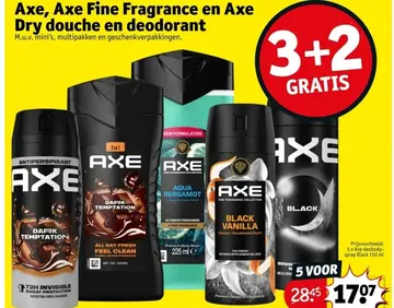 Aanbieding: Axe, Axe Fine Fragrance en Axe Dry douche en deodorant