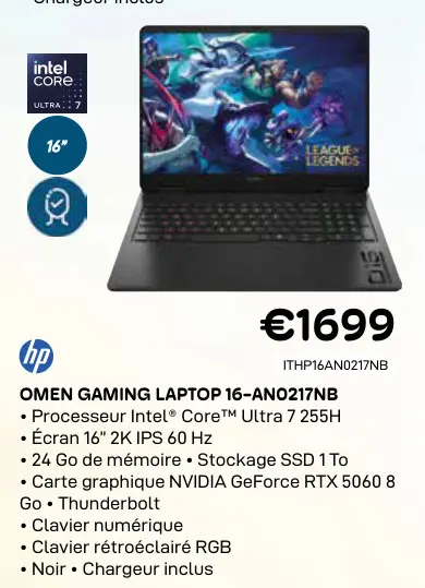 Offre: Omen gaming laptop 16-ano217nb