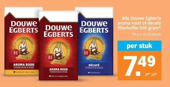 Aanbieding: Douwe Egberts aroma rood of décafé filterkoffie