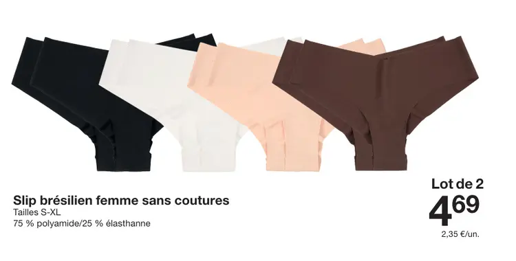 Offre: Slip brésilien femme sans coutures