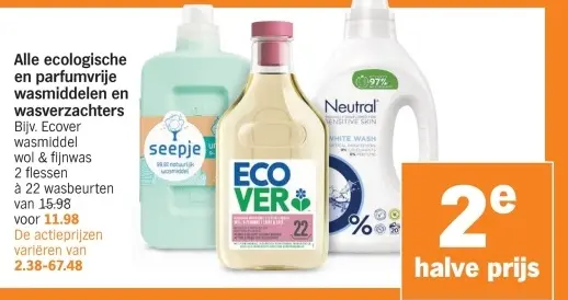 Aanbieding: Ecologische en parfumvrije en wasmiddelen en wasverzachters