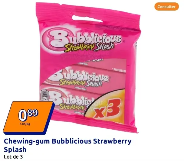 Offre: Chewing-gum Bubblicious Strawberry Splash