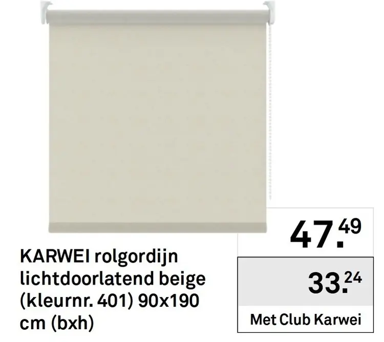 Aanbieding: Rolgordijn lichtdoorlatend beige (kleu