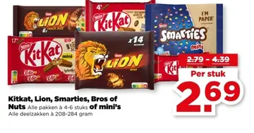 Aanbieding: Kitkat, Lion, Smarties, Bros of Nuts
