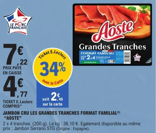Promotie: Jambon cru les grandes tranches format famili