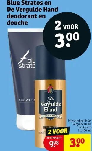 Aanbieding: Blue Stratos en De Vergulde Hand deodorant en douche
