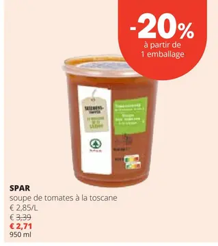 Offre: soupe de tomates à la toscane