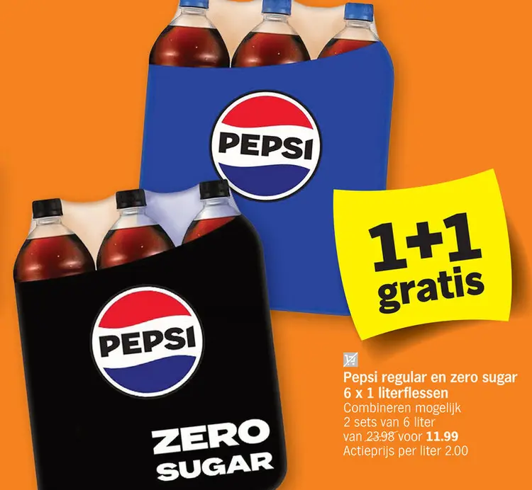 Aanbieding: Pepsi regular en zero sugar