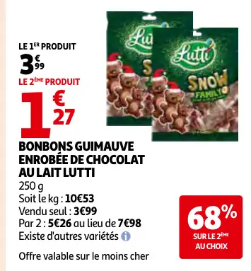 Aanbieding: Bonbons guimauve enrobée de chocolat au lait